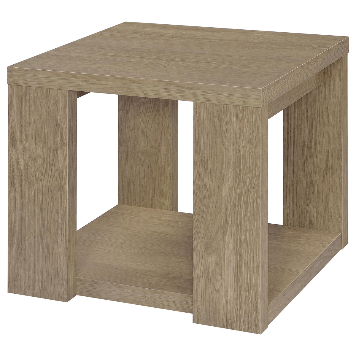 Pavone 2-Piece Transitional Coffee and End Table Set with Shelves - Latte