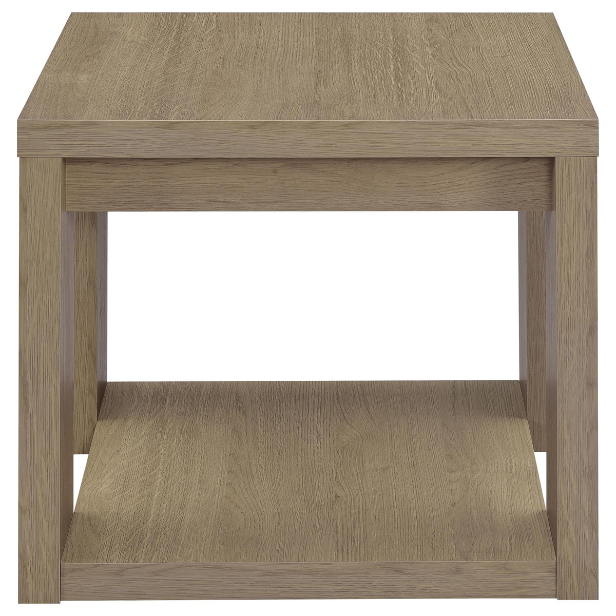 Pavone 2-Piece Transitional Coffee and End Table Set with Shelves - Latte