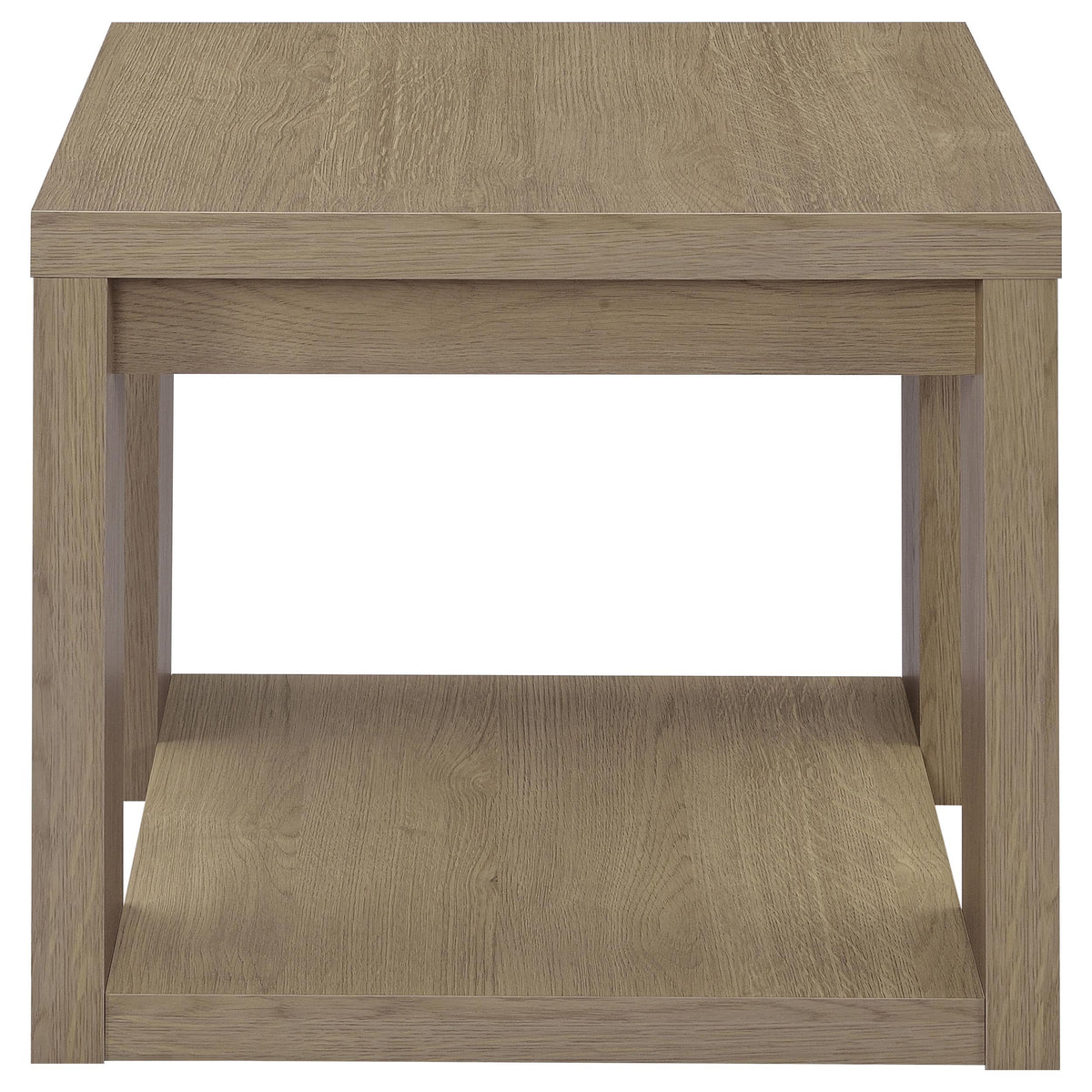 Pavone 2-Piece Transitional Coffee and End Table Set with Shelves - Latte