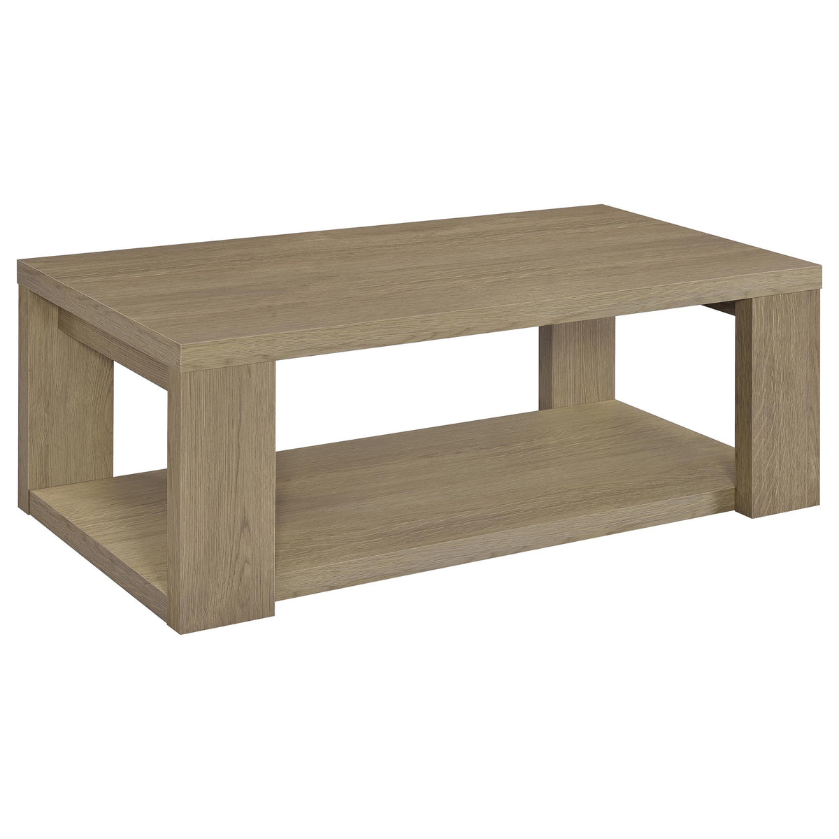 Pavone 2-Piece Transitional Coffee and End Table Set with Shelves - Latte