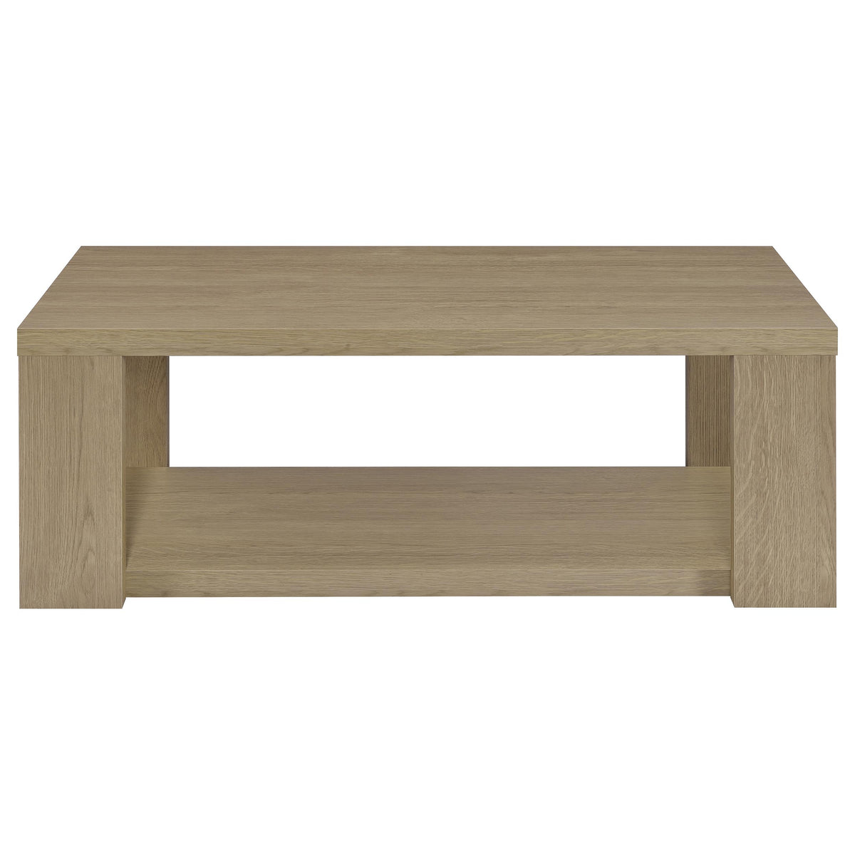 Pavone 2-Piece Transitional Coffee and End Table Set with Shelves - Latte