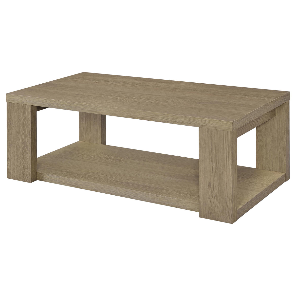 Pavone 2-Piece Transitional Coffee and End Table Set with Shelves - Latte