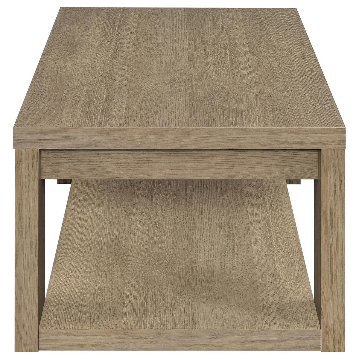 Pavone 2-Piece Transitional Coffee and End Table Set with Shelves - Latte