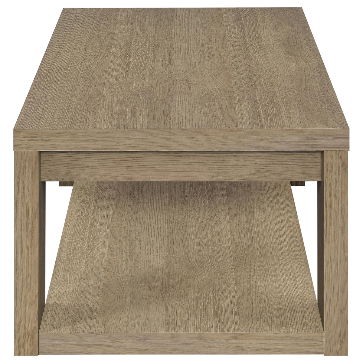 Pavone 2-Piece Transitional Coffee and End Table Set with Shelves - Latte