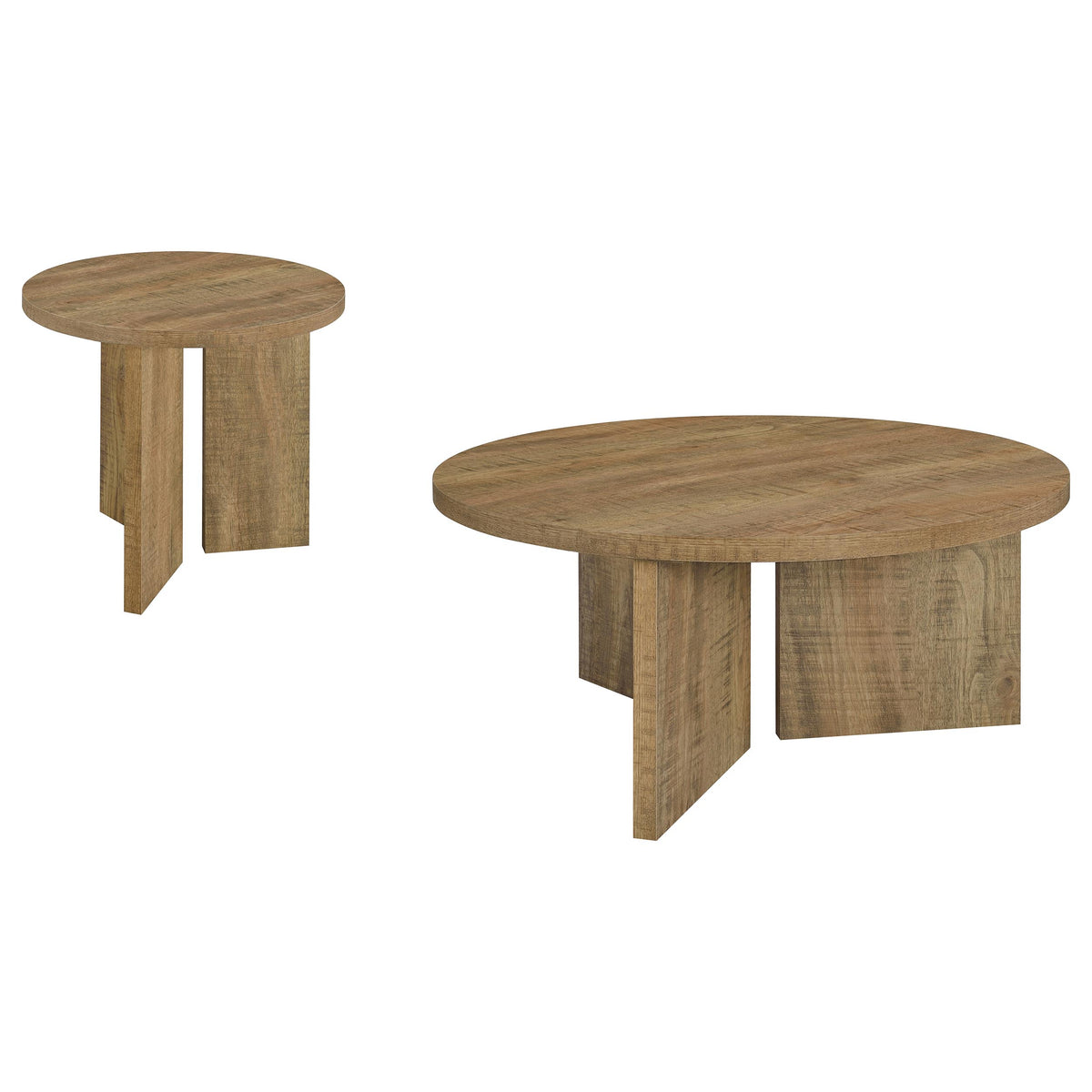 Aragon 2-Piece Round Coffee and End Table Set - Mango