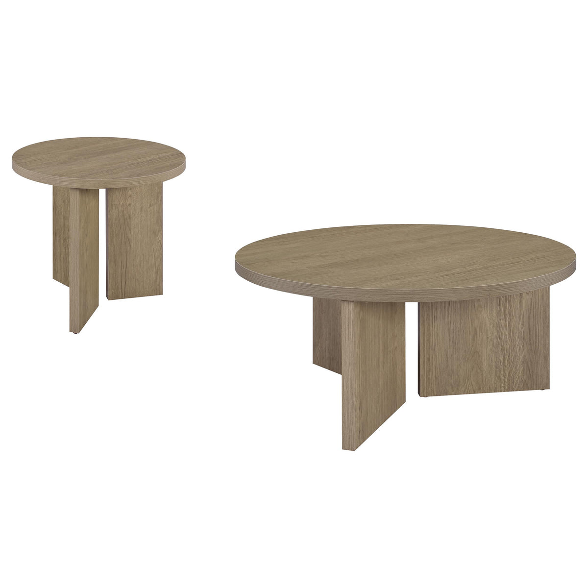 Aragon 2-Piece Round Coffee and End Table Set - Latte