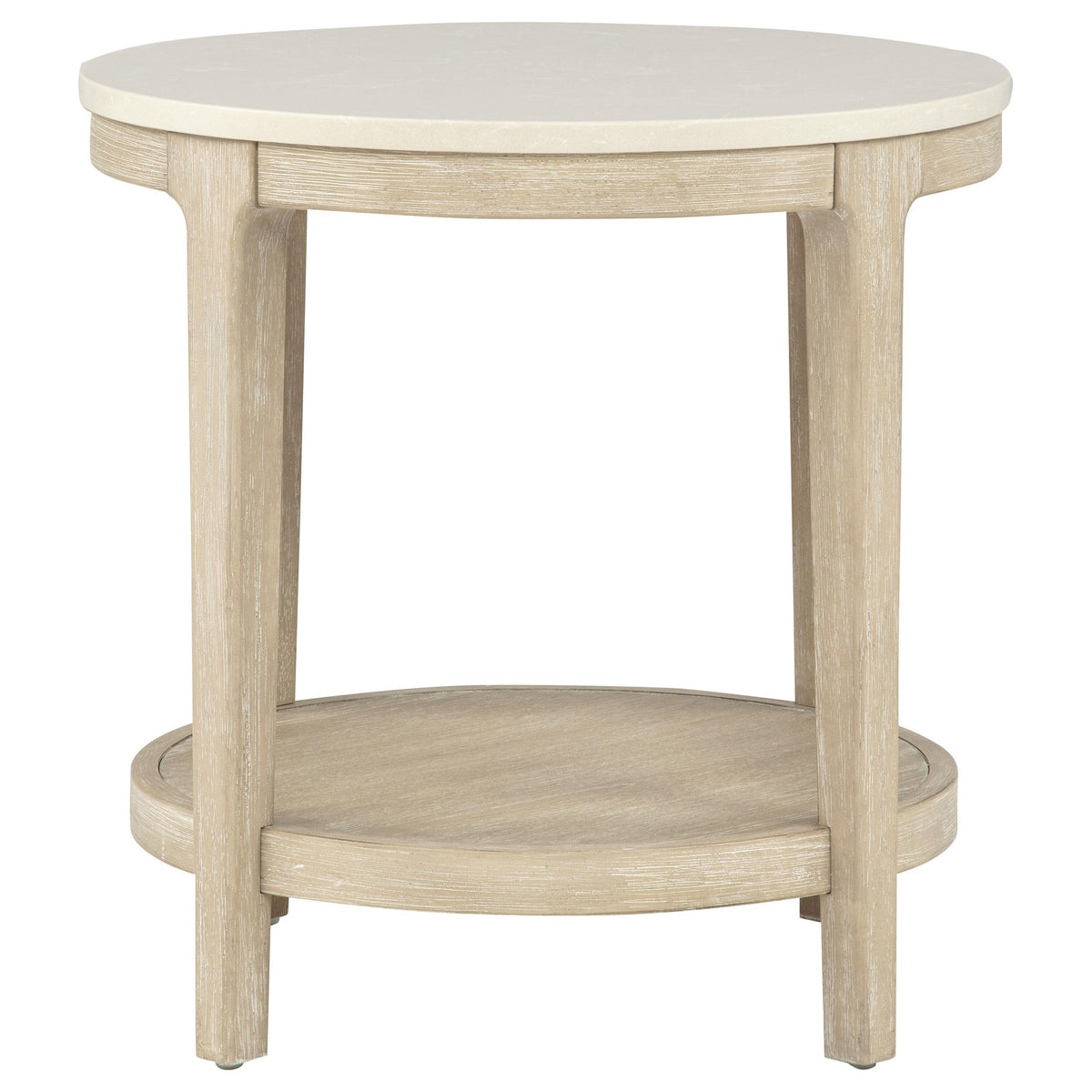 Lucaire Round Cultured Marble Top End Table Honed Cream and Sandstone