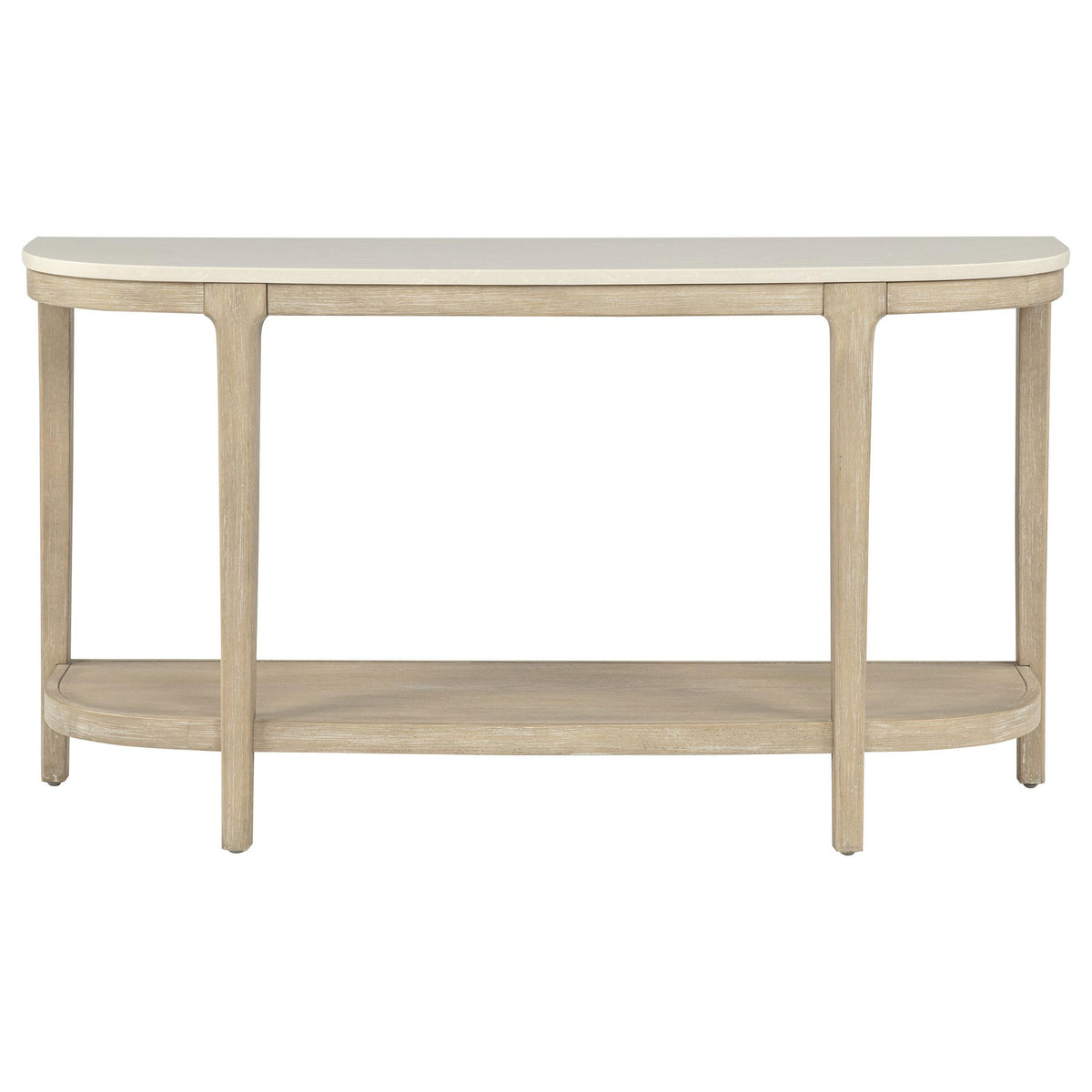 Lucaire Oval Cultured Marble Top Console Table Honed Cream and Sandstone
