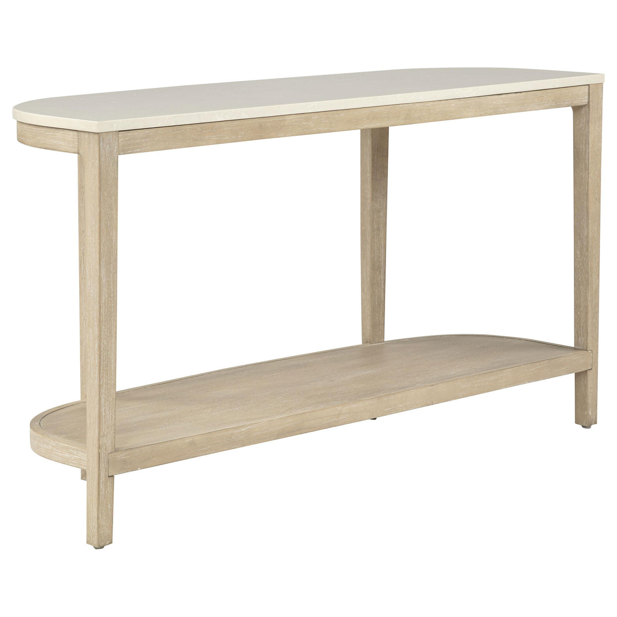 Lucaire Oval Cultured Marble Top Console Table Honed Cream and Sandstone