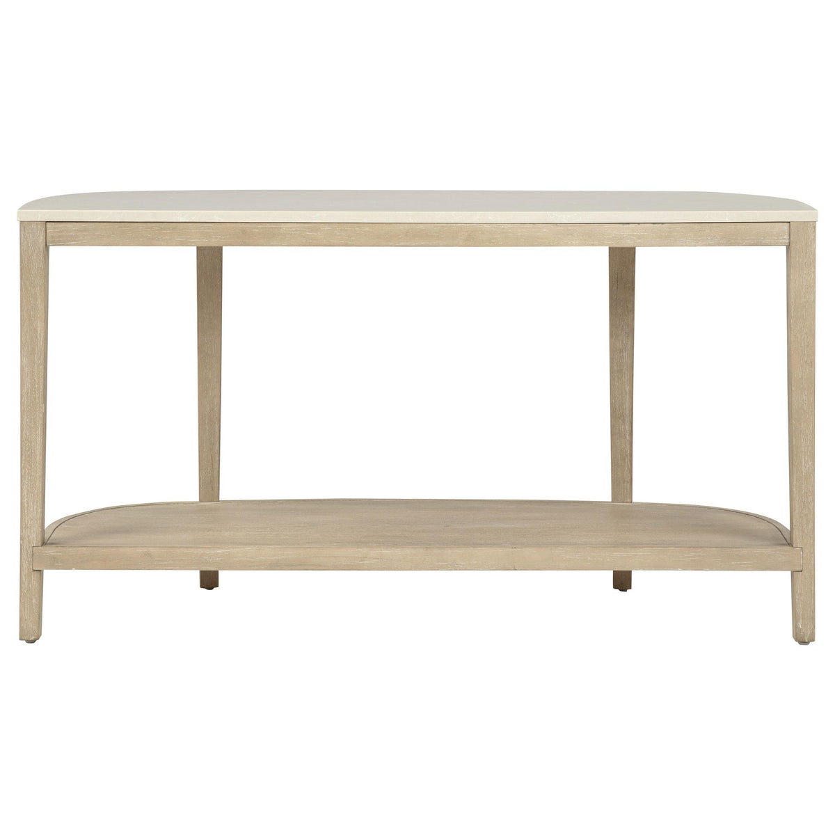 Lucaire Oval Cultured Marble Top Console Table Honed Cream and Sandstone
