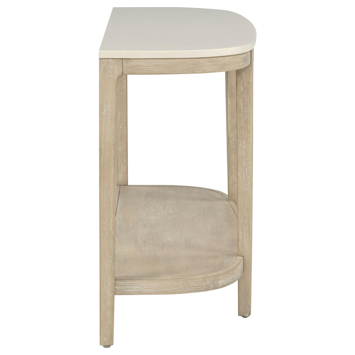 Lucaire Oval Cultured Marble Top Console Table Honed Cream and Sandstone