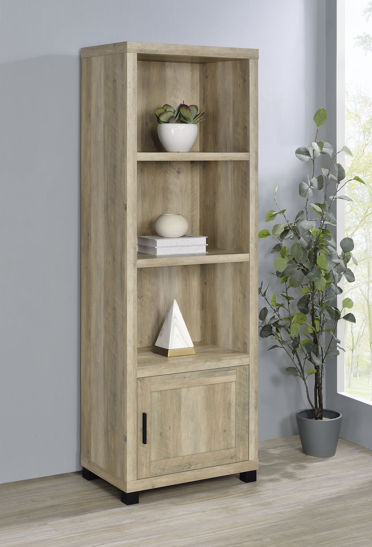 Sachin 3-shelf Engineered Wood Media Tower - Distressed Pine