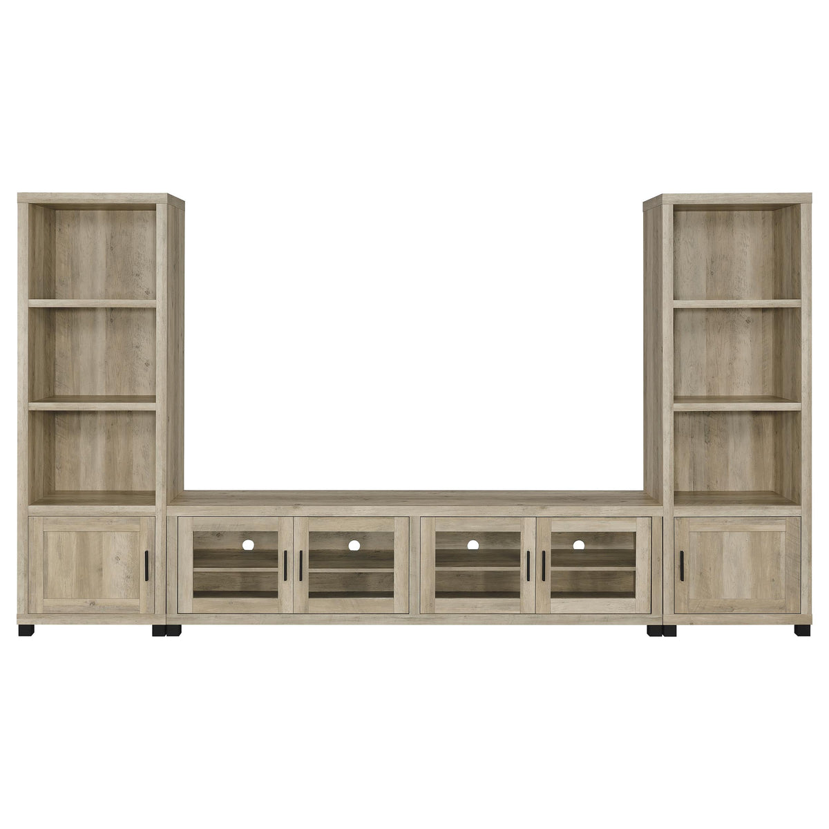 Sachin 3-shelf Engineered Wood Media Tower - Distressed Pine