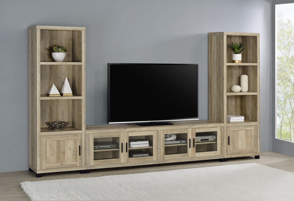 Sachin 3-shelf Engineered Wood Media Tower - Distressed Pine