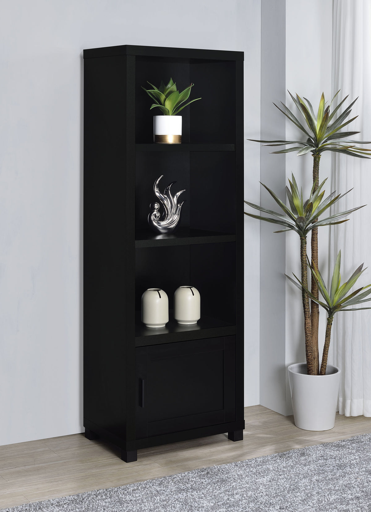 Sachin 3-shelf Engineered Wood Media Tower - Black