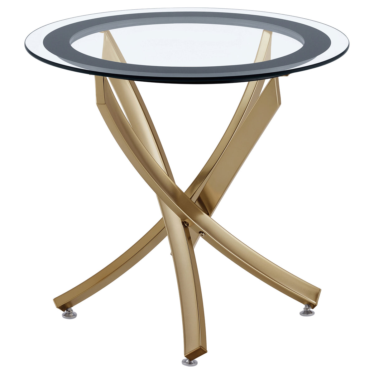Brooke Round Glass Top Side End Table Metal Base - Rose Brass