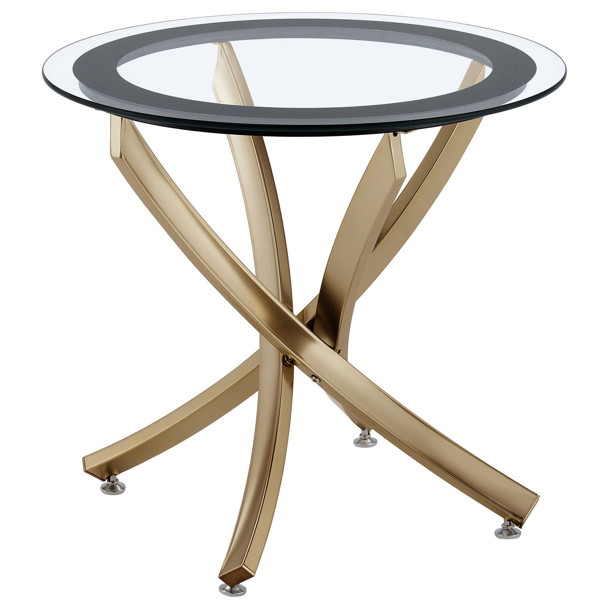 Brooke Round Glass Top Side End Table Metal Base - Rose Brass