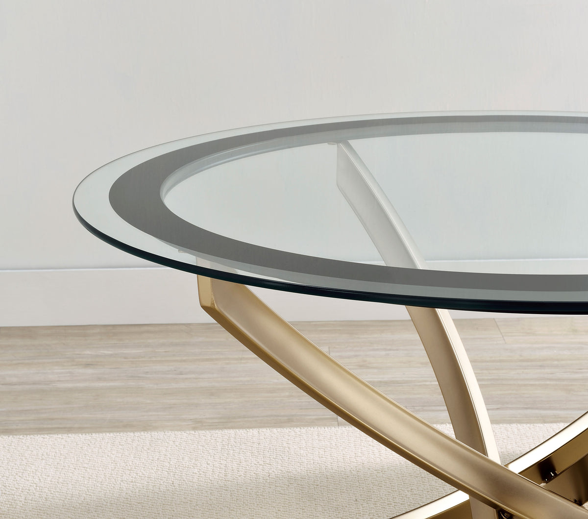 Brooke Round Glass Top Side End Table Metal Base - Rose Brass