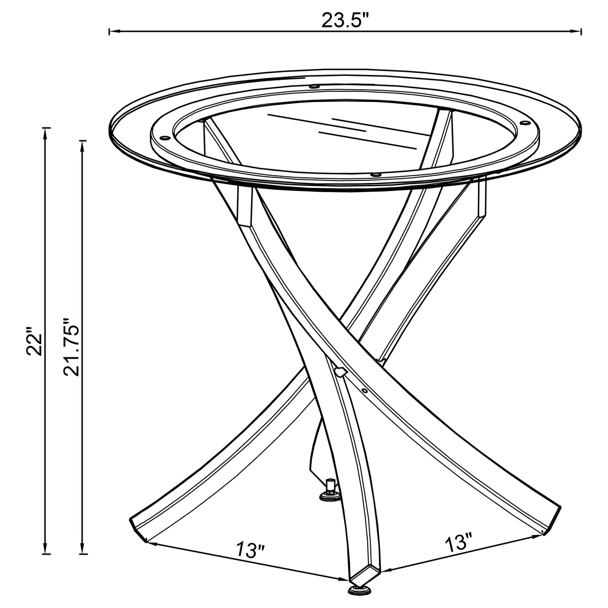 Brooke Round Glass Top Side End Table Metal Base - Rose Brass