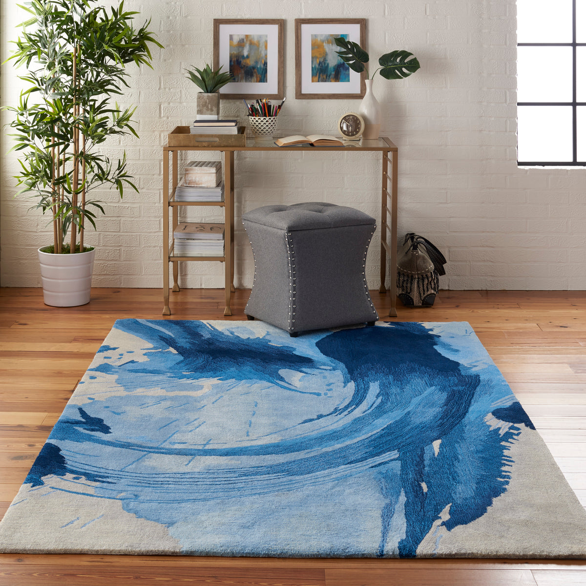 Symmetry SMM01 Blue Ivory Rug - room scene