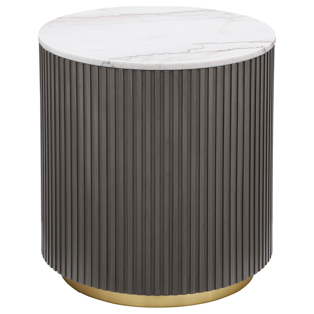 Jason 2-piece Round White Marble Coffee Table Set - Charcoal
