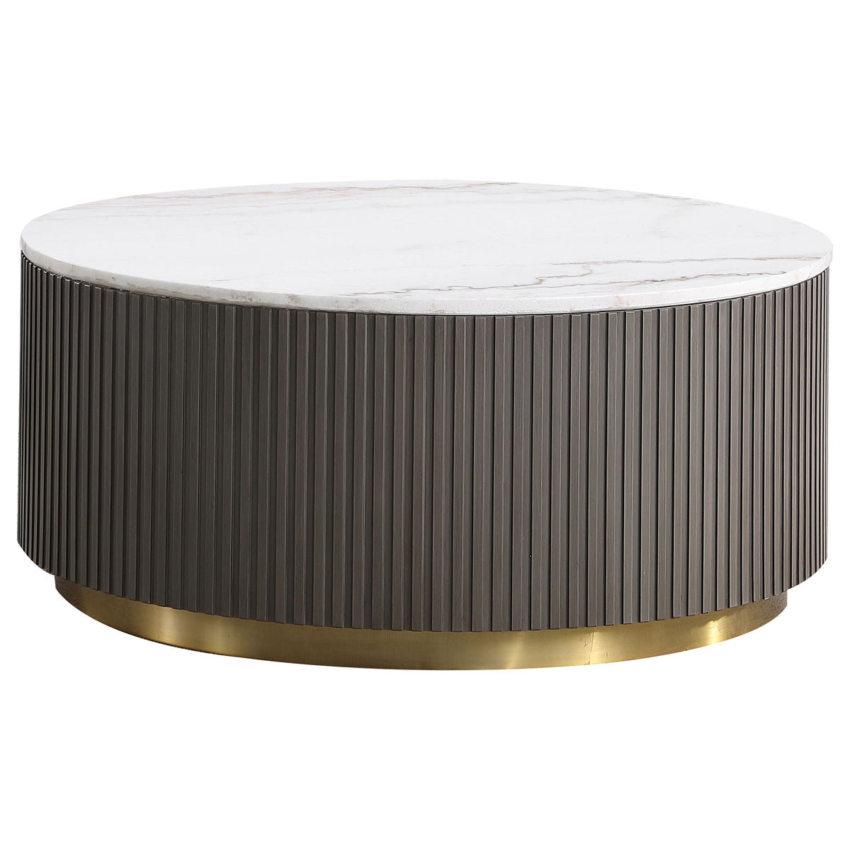 Jason 2-piece Round White Marble Coffee Table Set - Charcoal