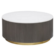 Jason Round White Marble Top Coffee Table - Charcoal