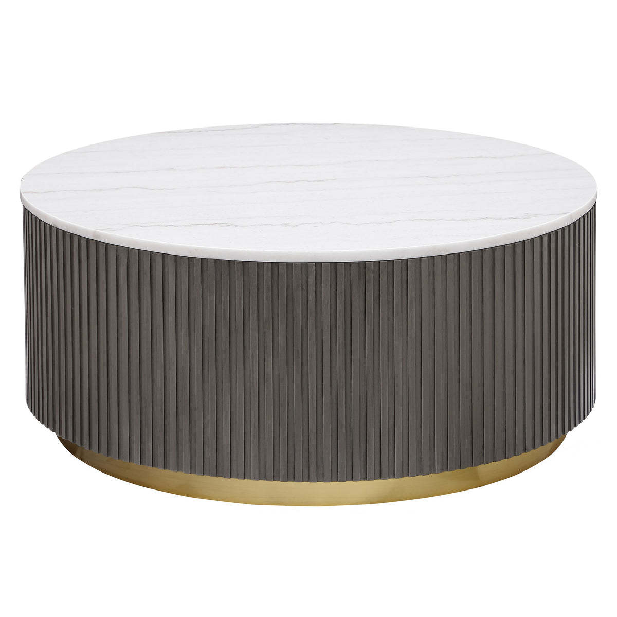 Jason Round White Marble Top Coffee Table - Charcoal