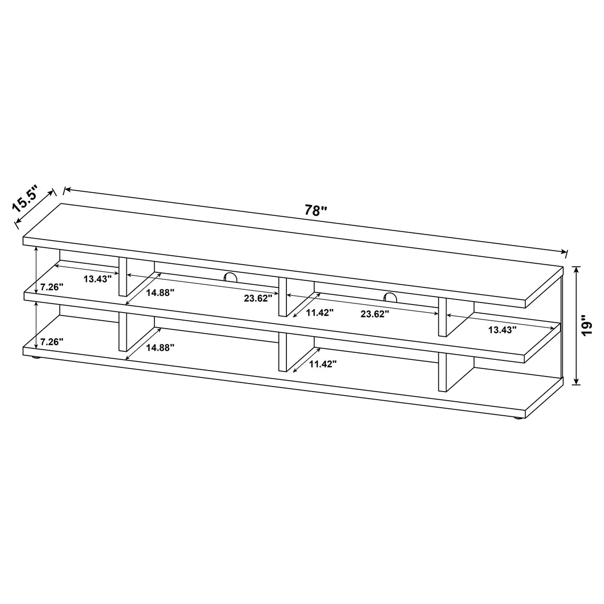 Cartmill 78-inch 2-tier TV Stand Media Console - Mango