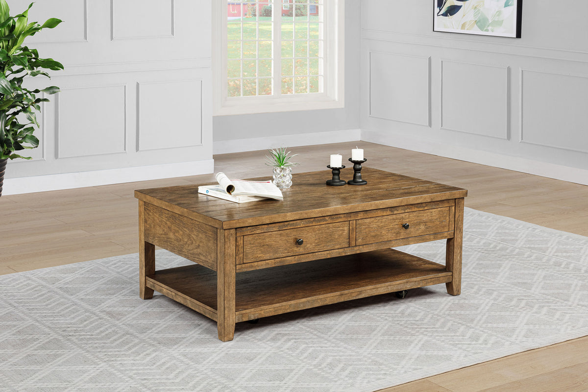 Payne 48-inch Mobile Lift Top Coffee Table Distressed - Distressed Brown