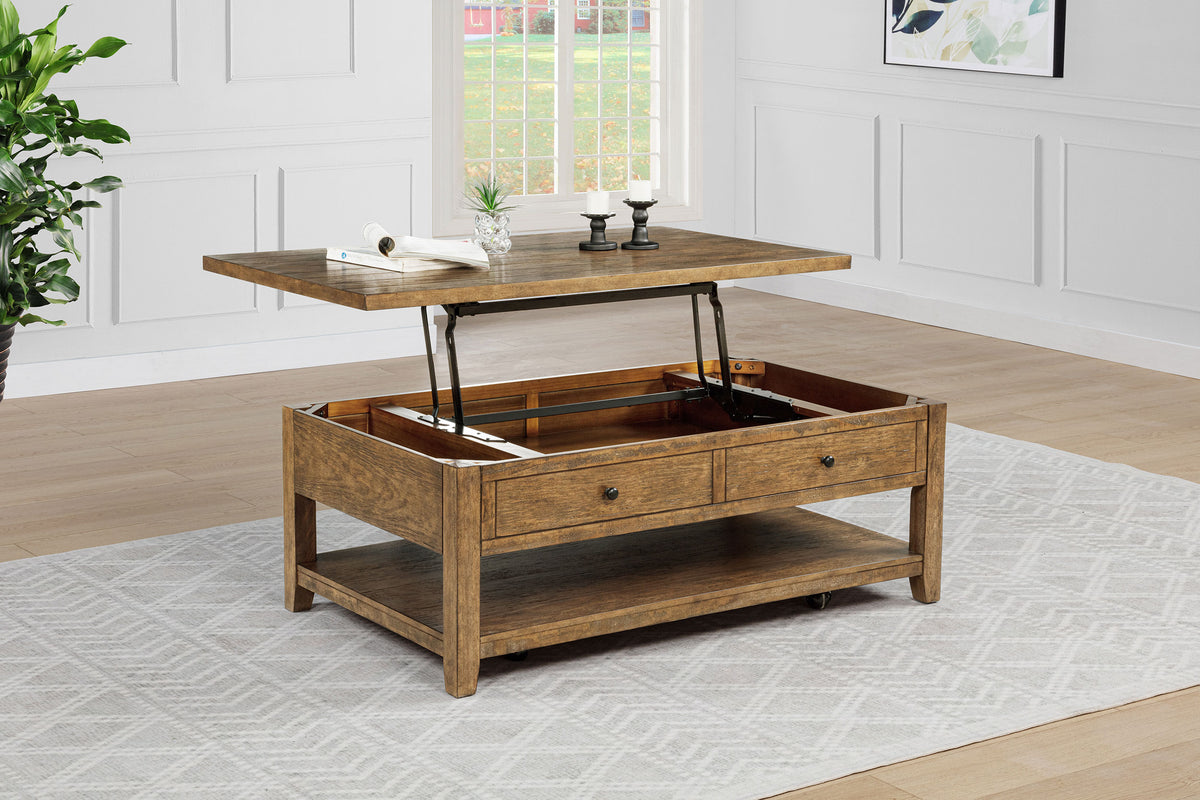Payne 48-inch Mobile Lift Top Coffee Table Distressed - Distressed Brown