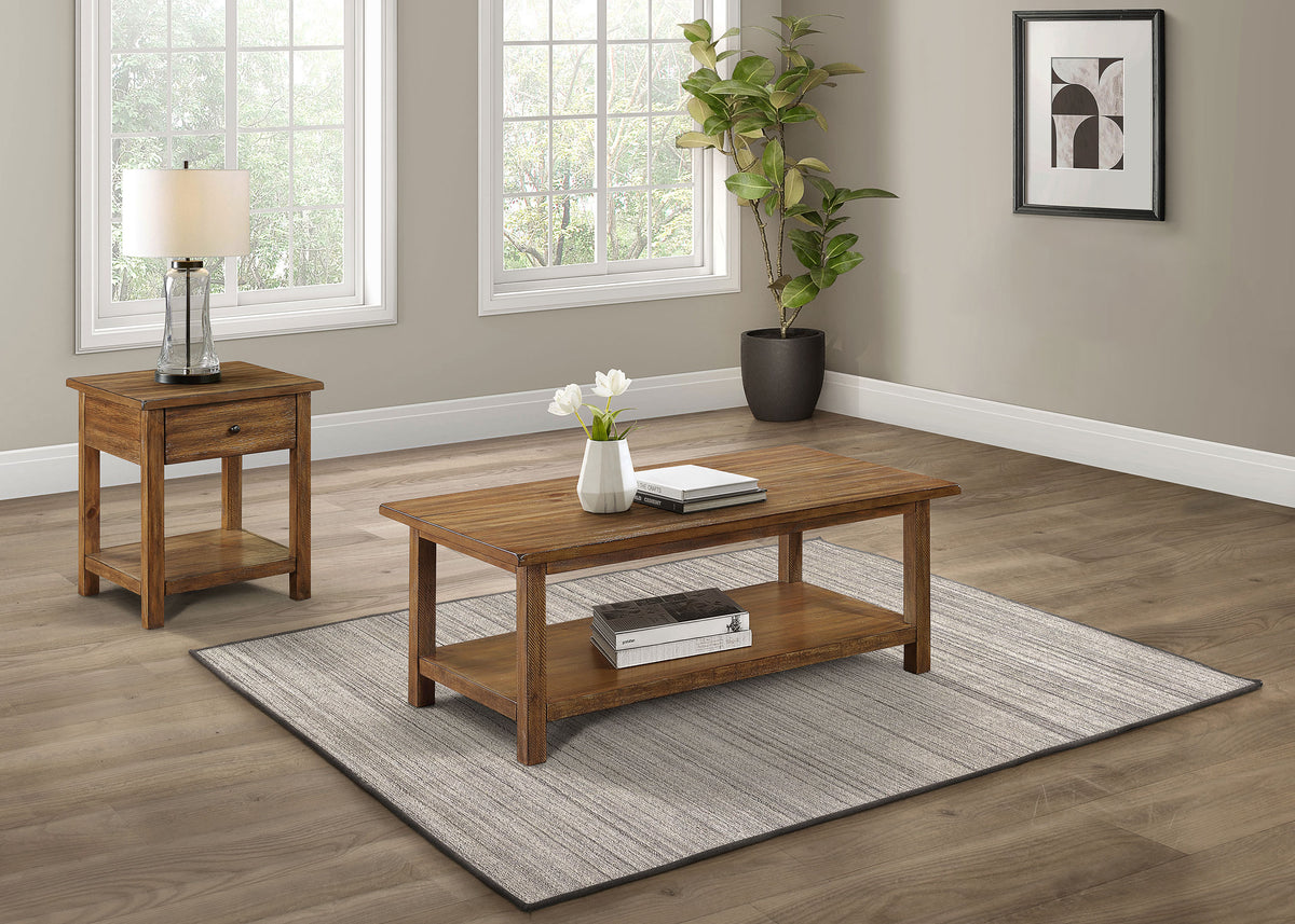 Payne 2-piece Coffee and 1-drawer End Table Set - Distressed Brown