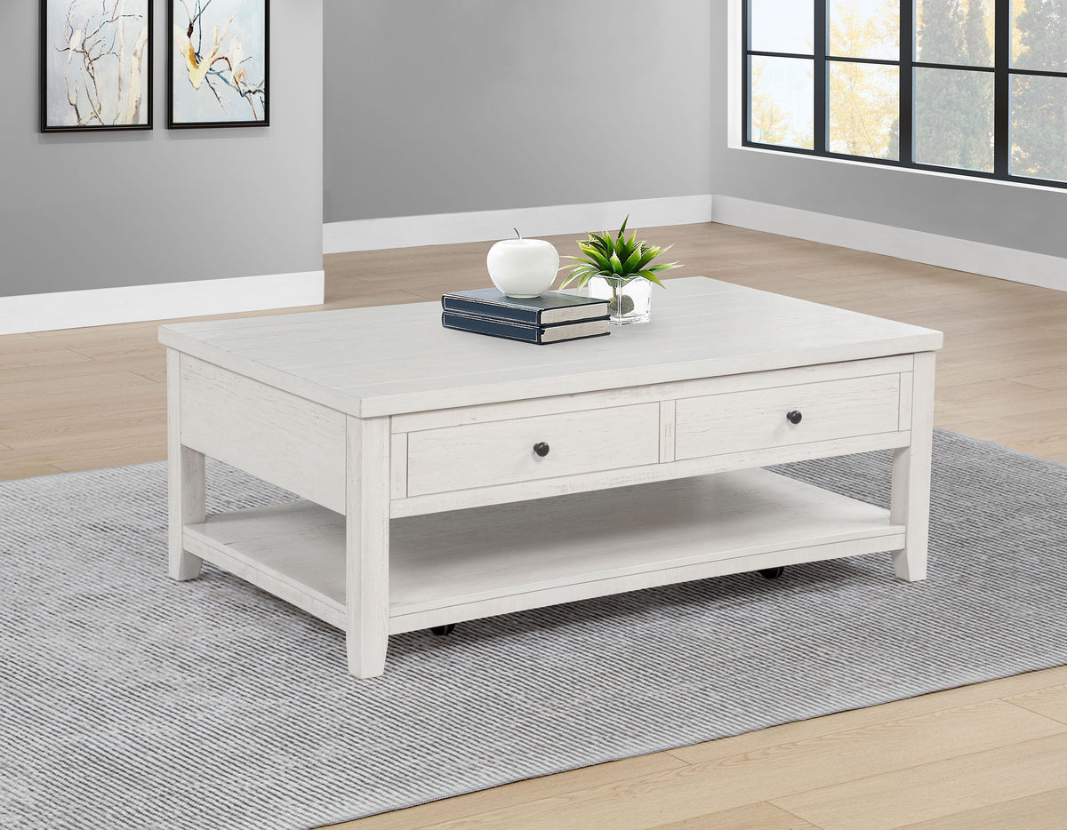 Payne 48-inch Mobile Lift Top Coffee Table Distressed - Distressed White