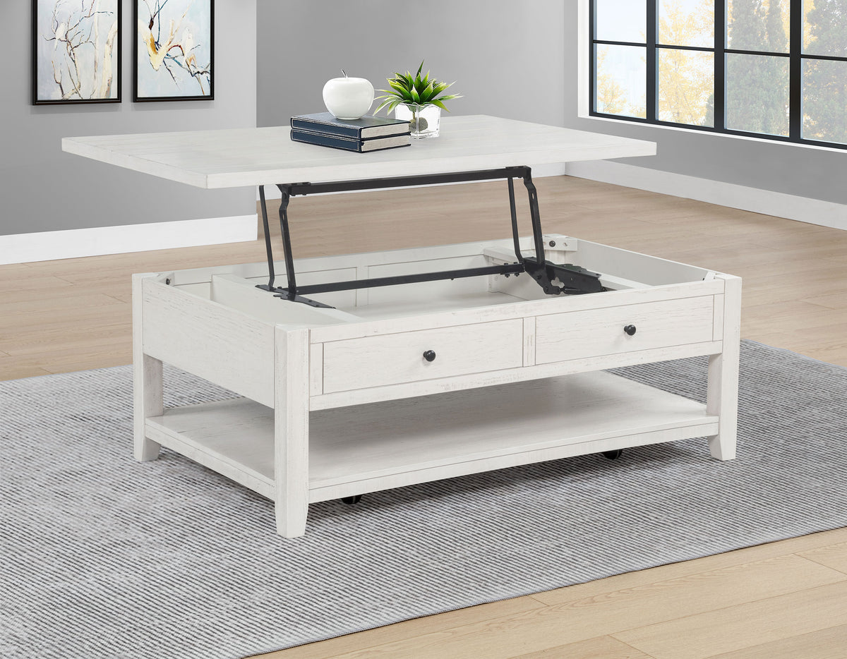 Payne 48-inch Mobile Lift Top Coffee Table Distressed - Distressed White