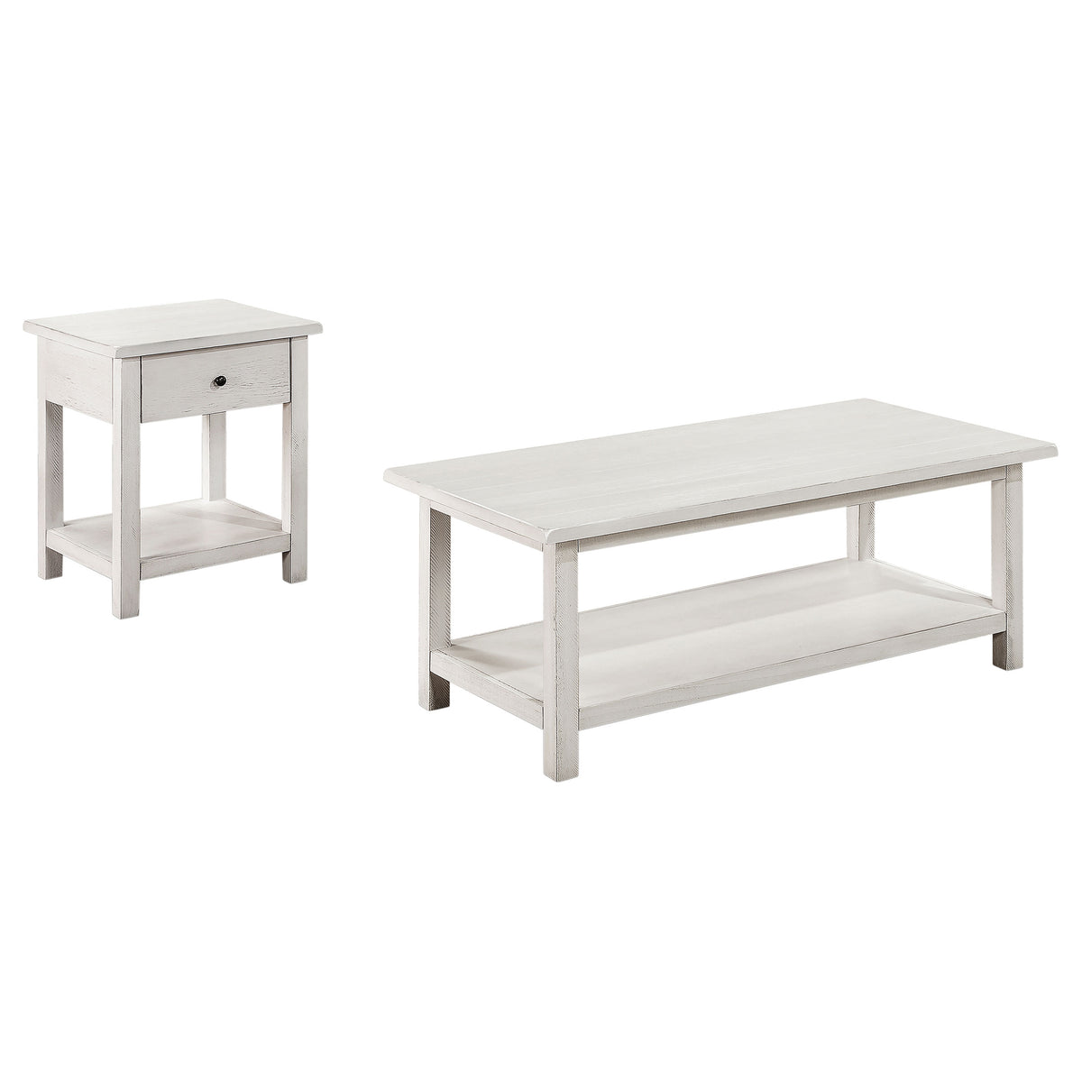 Payne 2-piece Coffee and 1-drawer End Table Set - Distressed White
