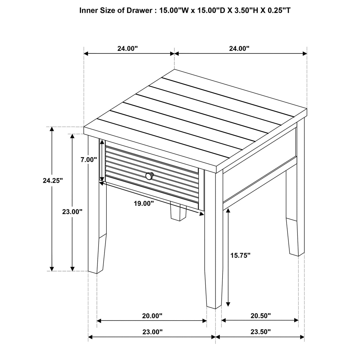 Concord 1-drawer Square End Table Distressed Java