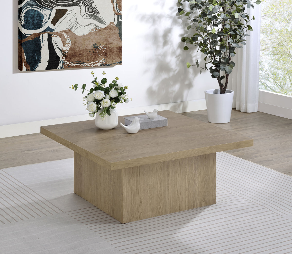 Devar Square Engineered Wood Cocktail Coffee Table - Latte