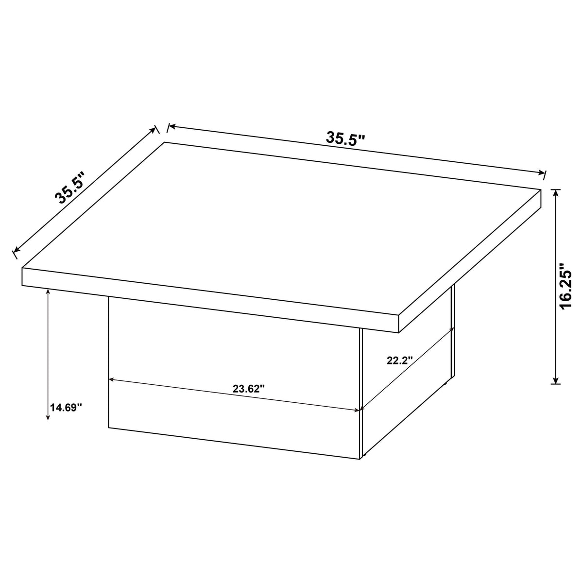 Devar Square Engineered Wood Cocktail Coffee Table - Latte