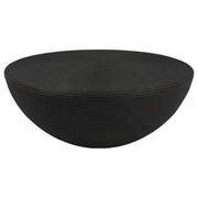 Macedo Round Ribbed Rattan Drum Coffee Table Black