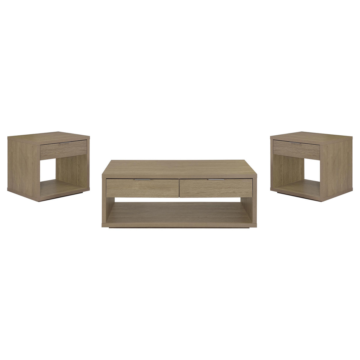 Ingram 3-Piece Coffee and End Table Set with Storage Latte