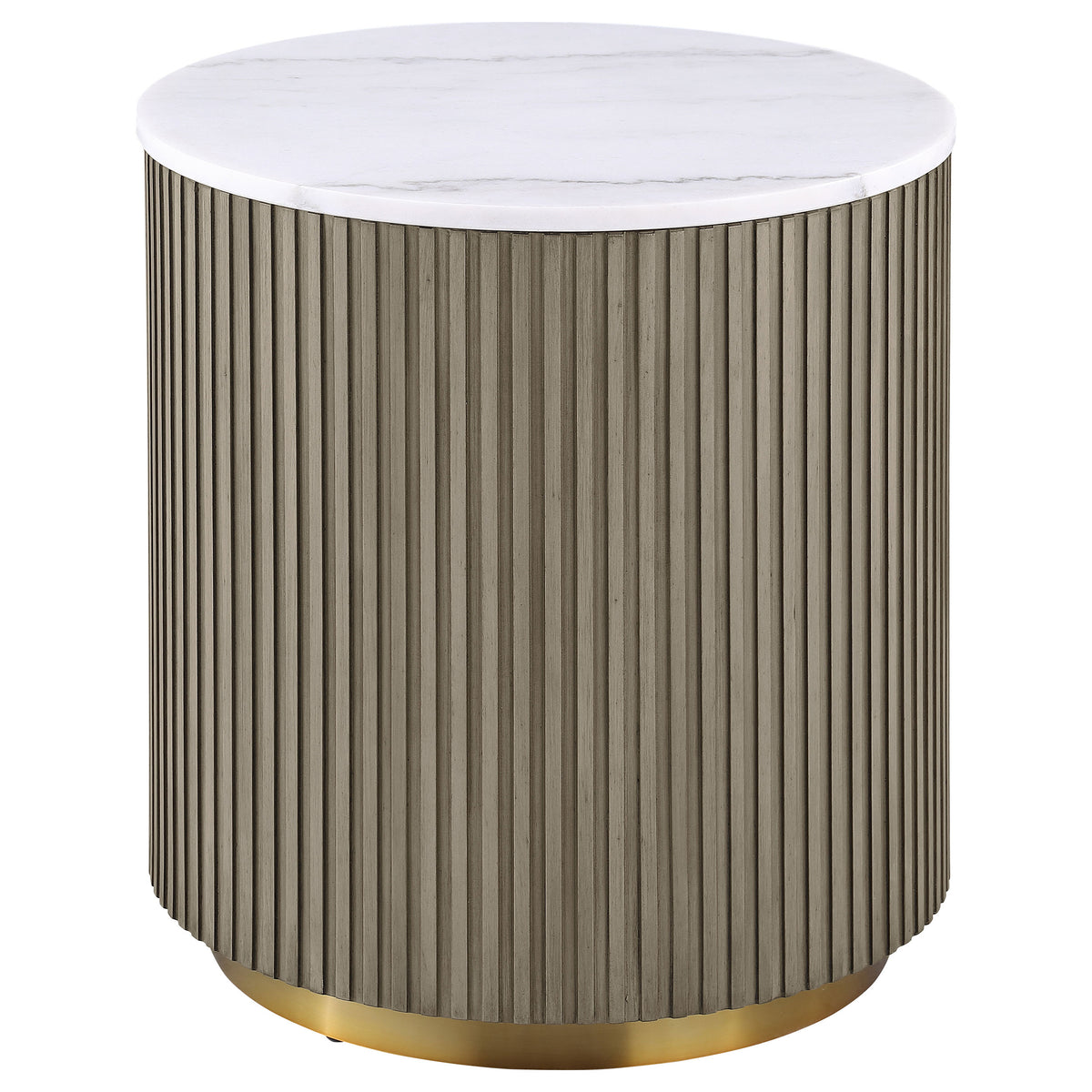 Jason 2-piece Round White Marble Coffee Table Set - Greige