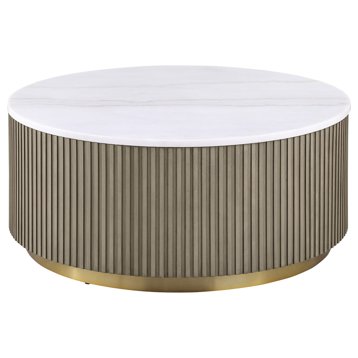Jason 2-piece Round White Marble Coffee Table Set - Greige