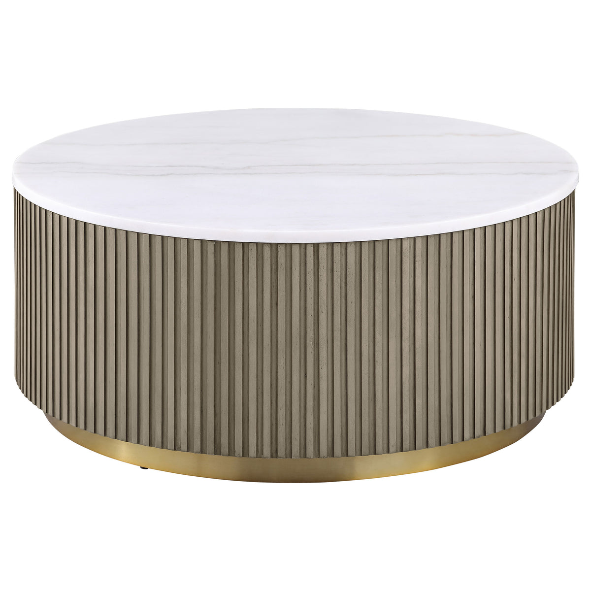 Jason Round White Marble Top Coffee Table - Greige