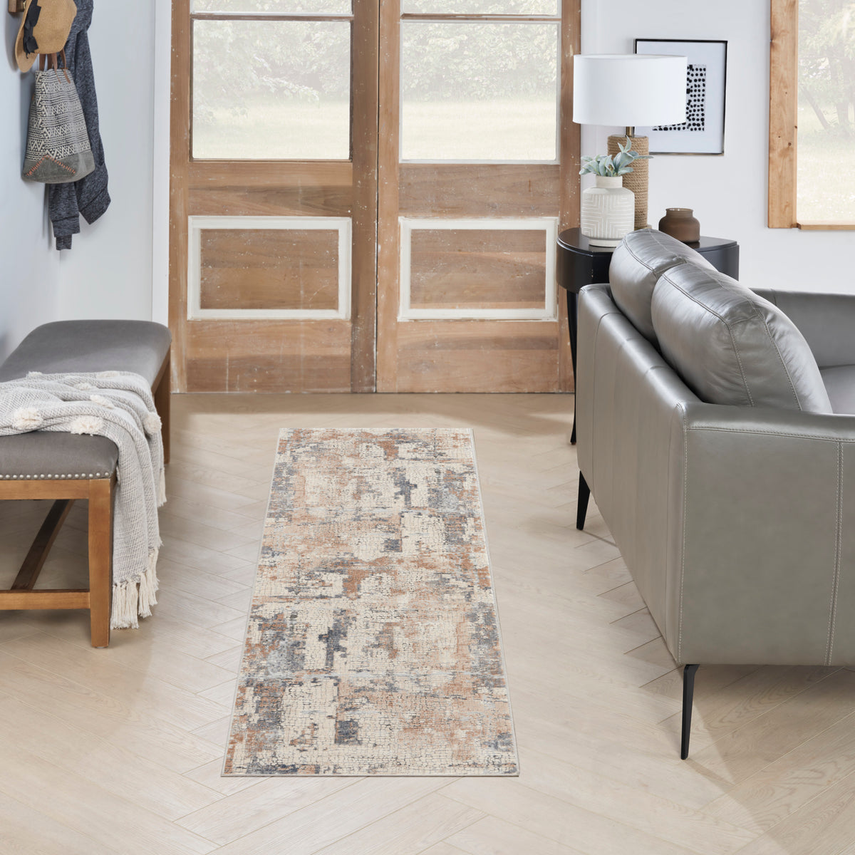 Rustic Textures RUS06 Beige Grey Rug - room scene