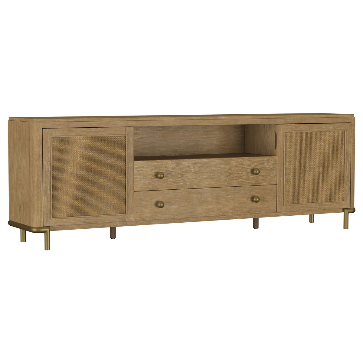 Arini Rattan Cane 2-door TV Stand Media Console - Sand Wash