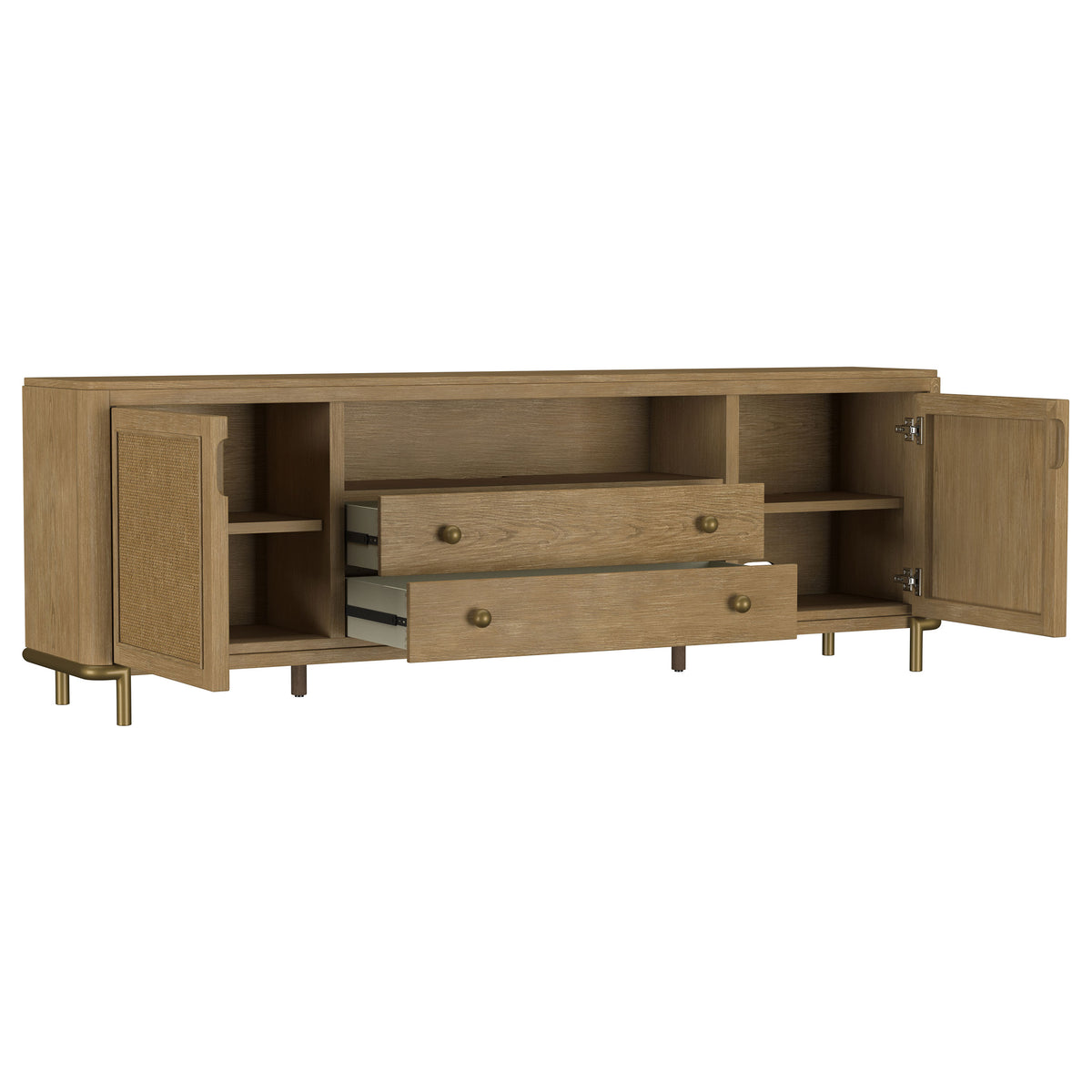 Arini Rattan Cane 2-door TV Stand Media Console - Sand Wash