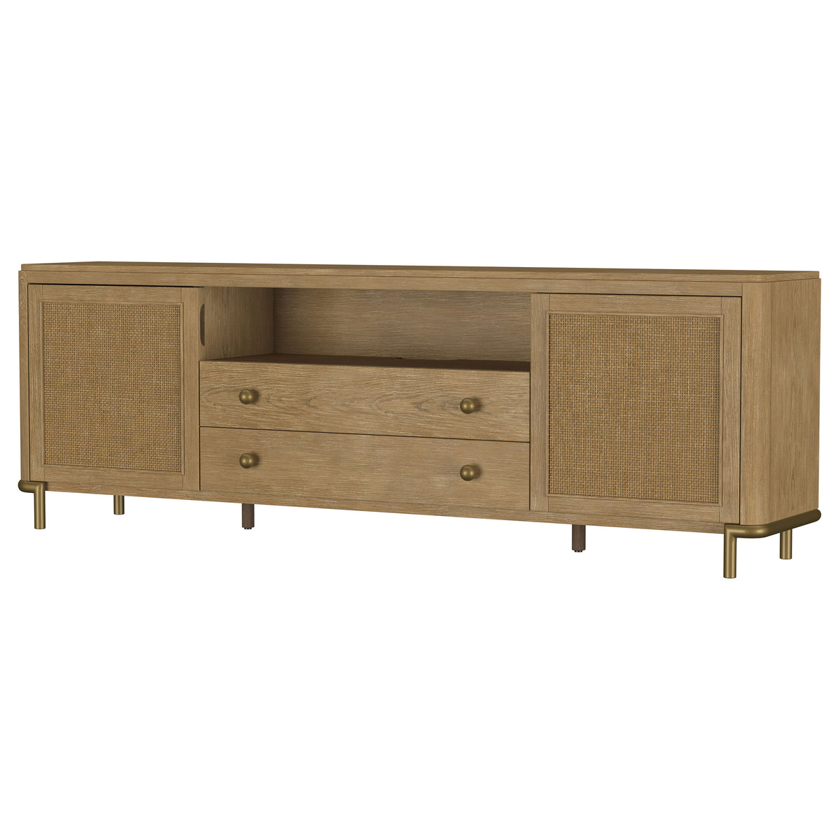 Arini Rattan Cane 2-door TV Stand Media Console - Sand Wash