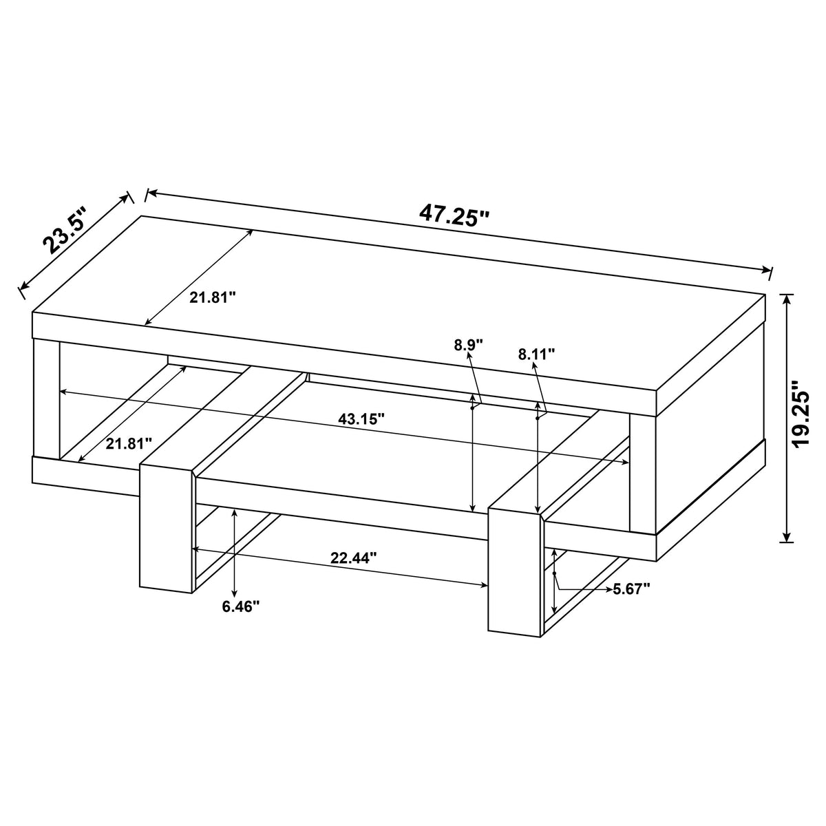 Dinard Engineered Wood Cocktail Coffee Table - Grey Driftwood