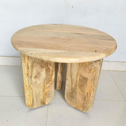 Dale Sculptural Round Solid Mango Wood End Table Mango - Natural Mango