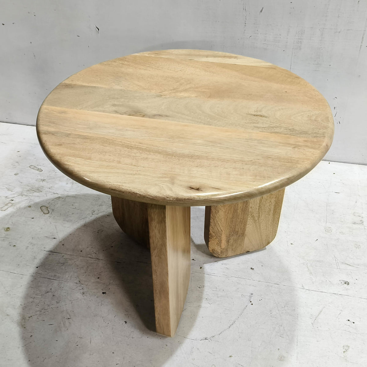 Dale Sculptural Round Solid Mango Wood End Table Mango - Natural Mango